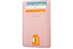 Buffway Mens Slim Wallet, Minimalist Thin Front Pocket Leather Credit Card Holder with RFID Blocking for Work Travel
