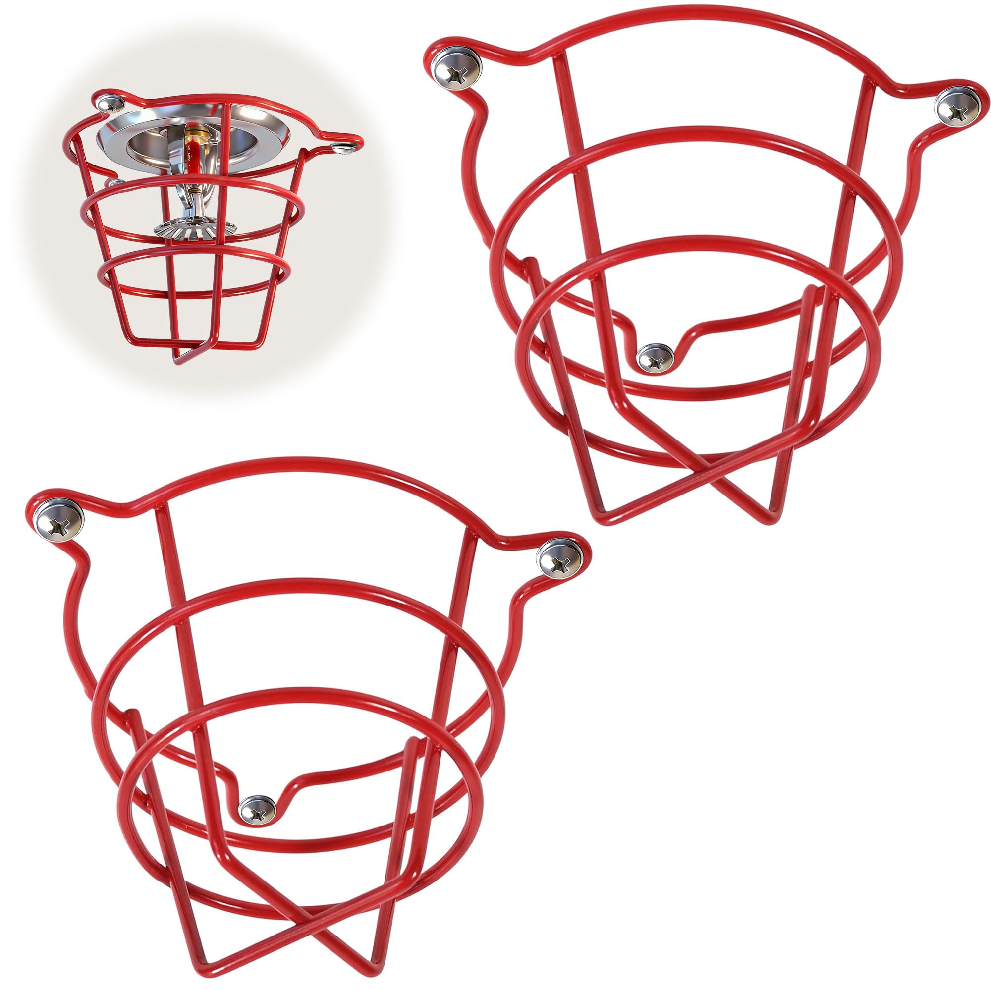 Happy Tree (2 Pack) Red Fire Sprinkler Head Guard Cage Protector Cover for Both 1/2" & 3/4" and for Protecting Flush Mount & Side Wall & Pendent Head Fire Sprinkler Covers for Ceiling