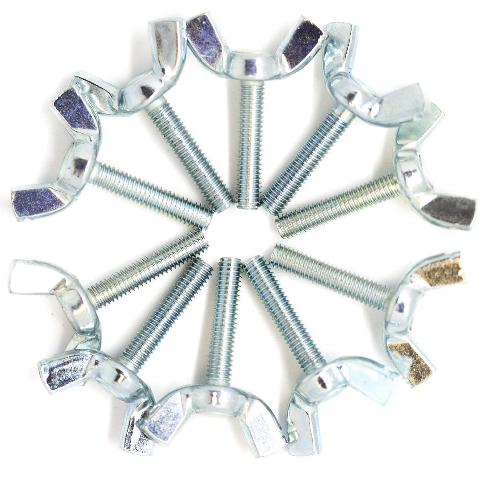 TOP-VIGOR 10Pcs M6*40mm Silver Stainless Steel Butterfly Wing Bolts, Wing Screws, Thumb Hand Screws for Mechanical & Electronic Equipment, Home & Office Installations