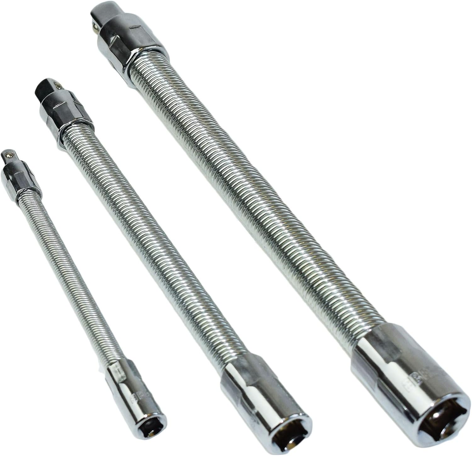 1/4" 3/8" 1/2" Drive Flexible Flexi Socket Extension Bar Adapter 3pc