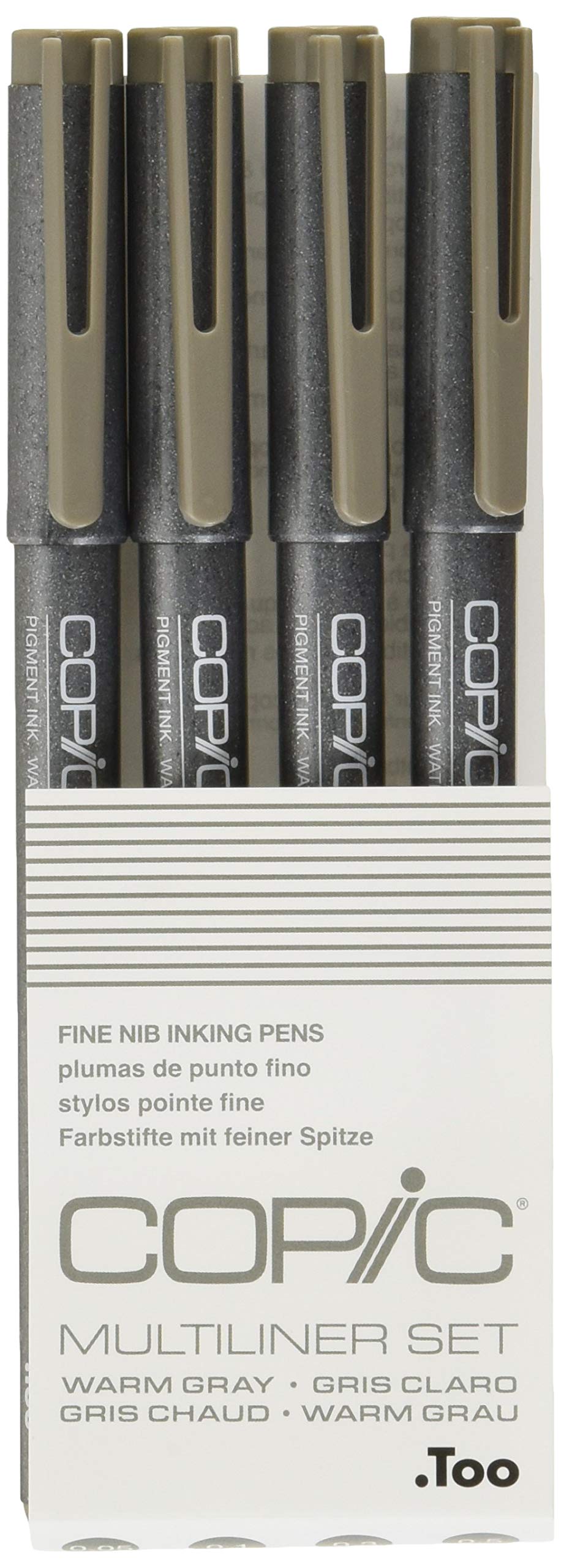 Copic Multiliner Coloured Marker Pen - warm grey Set 4 pcs., For Art & Crafts, Colouring, Graphics, Highlighter, Design, Anime, Professional & Beginners, Art Supplies & Colouring Books