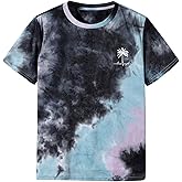 RoseSeek Boy's Tie Dye Shirts Tropical Graphic Tees Short Sleeve Crewneck Tee Tops Casual T Shirt