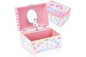 TAOPU Girls Musical Jewelry Box with Spinning Unicorn, Unicorn Music Box for Little Girl's Jewel Storage,Kids Gift for Girls 3-10