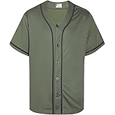DEHANER Plain Blank Baseball Jerseys for Men Women Adult Hip Hop Hipster Button Down Shirts Sports Uniforms Outfits