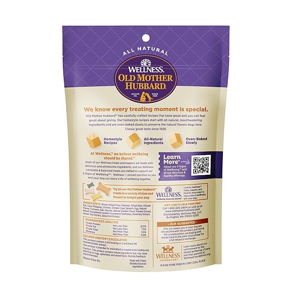 WELLNESS OLD MOTHER HUBBARD TRAINING BITZ ASSORTED MIX DOG TREATS, NATURAL BISCUITS, 3 FLAVORS, 8 OZ BAG