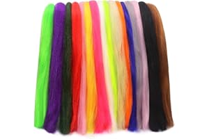 LURELINK Faux Bucktail Fly Tying Materials Kit –12 & 16 Colors Synthetic Bucktail Hair for Fly Fishing Jig & Streamer Lure Making Making