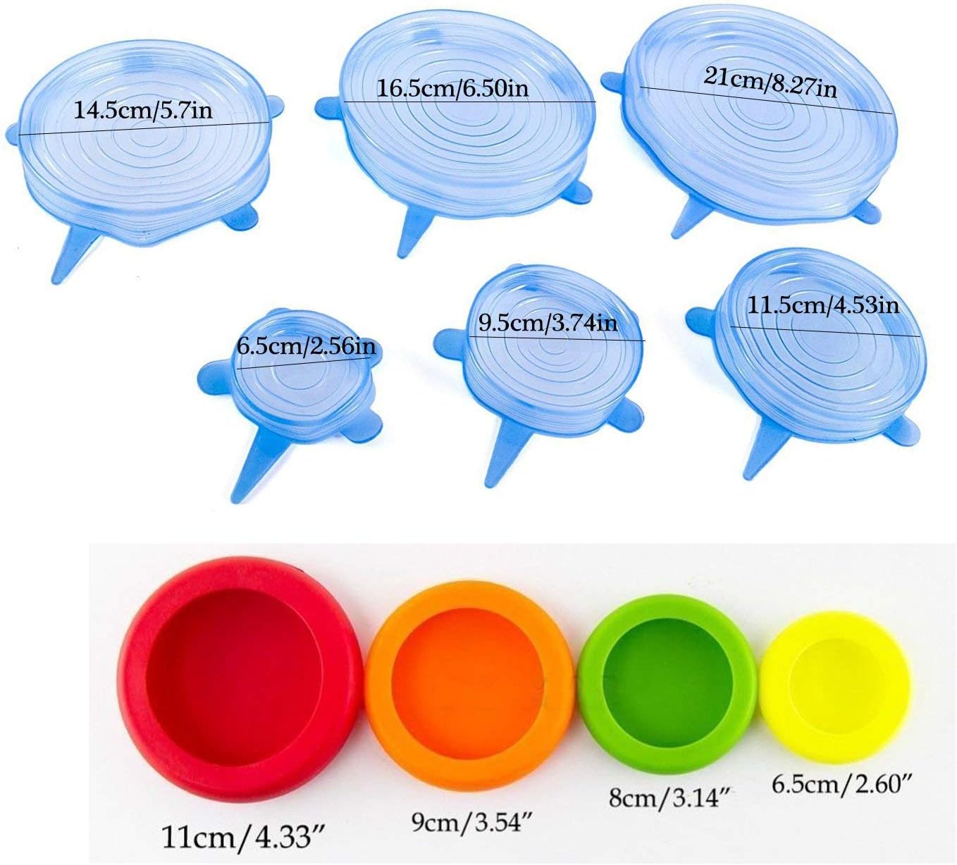 10 PCS Silicone Stretch Lids,Fashionbabies 2 Kinds of Silicone Food Covers for Cups,Vegetables,Fruits,Cans,Bowls