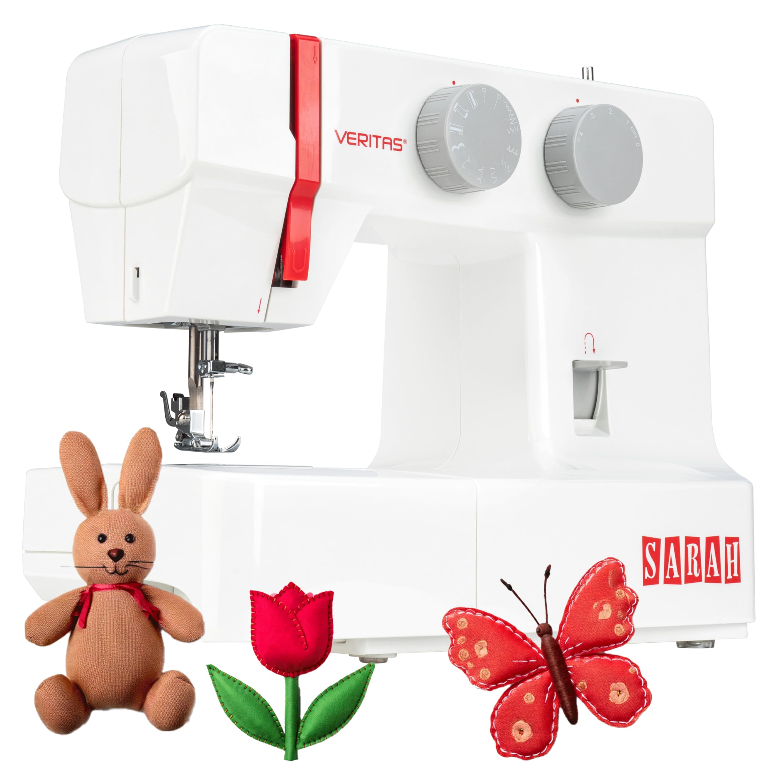VERITAS Sarah - Mechanical sewing machine for beginners and beginners with 13 stitch programs, free arm, LED sewing light and electric foot control