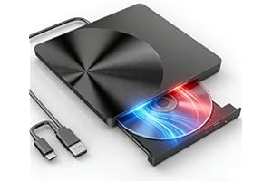 Portable External DVD/CD Drive,USB 3.0&USB C Burner+/-RW RW Burner CD ROM Reader Writer Disk Duplicator Optical Drive for Lap