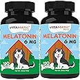 Vitamatic Melatonin for Dogs – 6 mg – 120 Chewable Tablets (Pack of 2) Beef Flavored – Natural Calming Support – Non-Habit Forming – Veterinarian Formulated