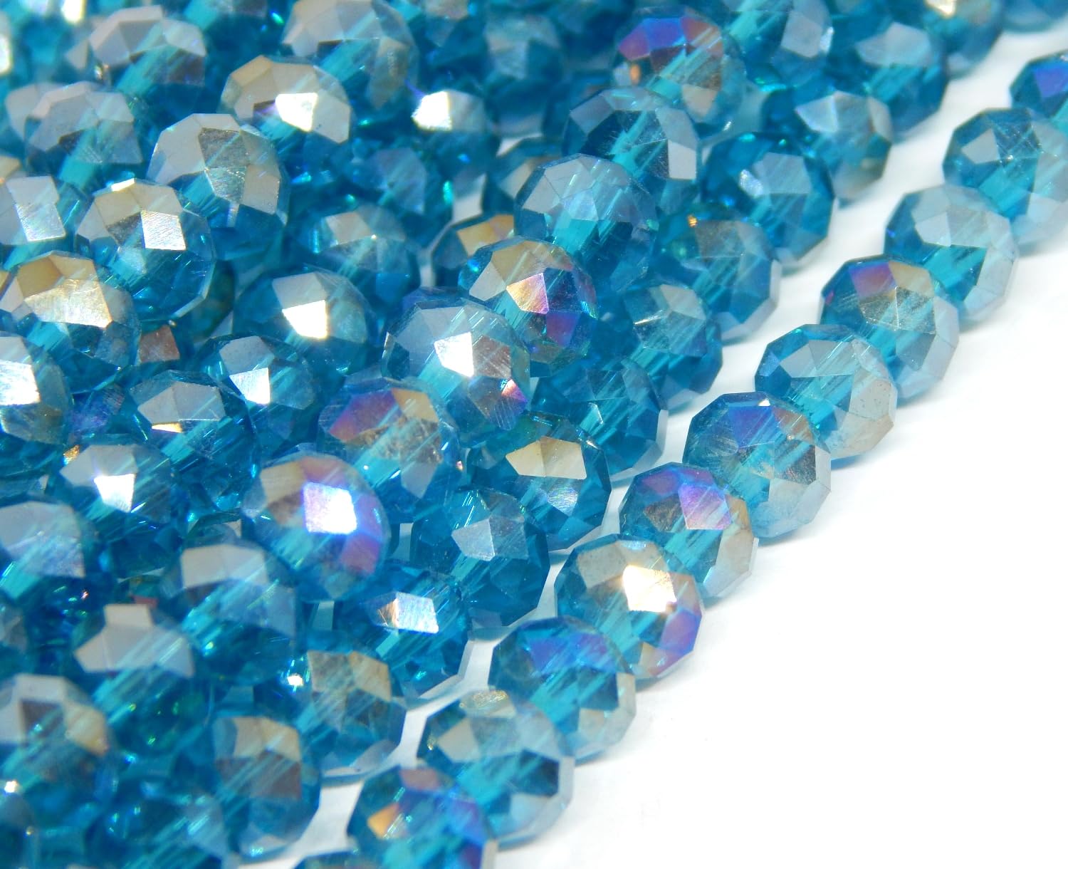 Czech Crystal Glass Beads, CZ Bohemian Faceted Rondelle Glass Beads, 4/6/8/10 mm, Choice of Colours (Light Blue AB, 6x4 mm)