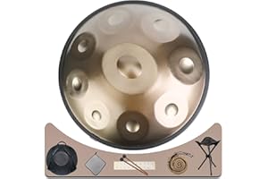 Eavnbaek Advanced Adult Handpan Drum, 22-Inch 9-Notes 440Hz D Minor Kurd Steel Hand Drum, Hand Pan Instrument with Soft Bag, 2 Handpan Mallets, Stand and Dust-Free Cloth