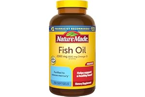Nature Made Fish Oil Omega 3 Supplements, 2000mg Per Serving Softgels, Omega 3 Fish Oil for Healthy Heart Support, 250 Softgels, 125 Day Supply