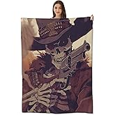 amepay Skull Plush Throw Blanket - Ultra-Soft, Comfy & Lightweight Flannel, Warm Fuzzy Anti-Pilling for Halloween,Couch, Bedroom, Travel, Living Room - Cool Design for Men & Boys 60×50inch