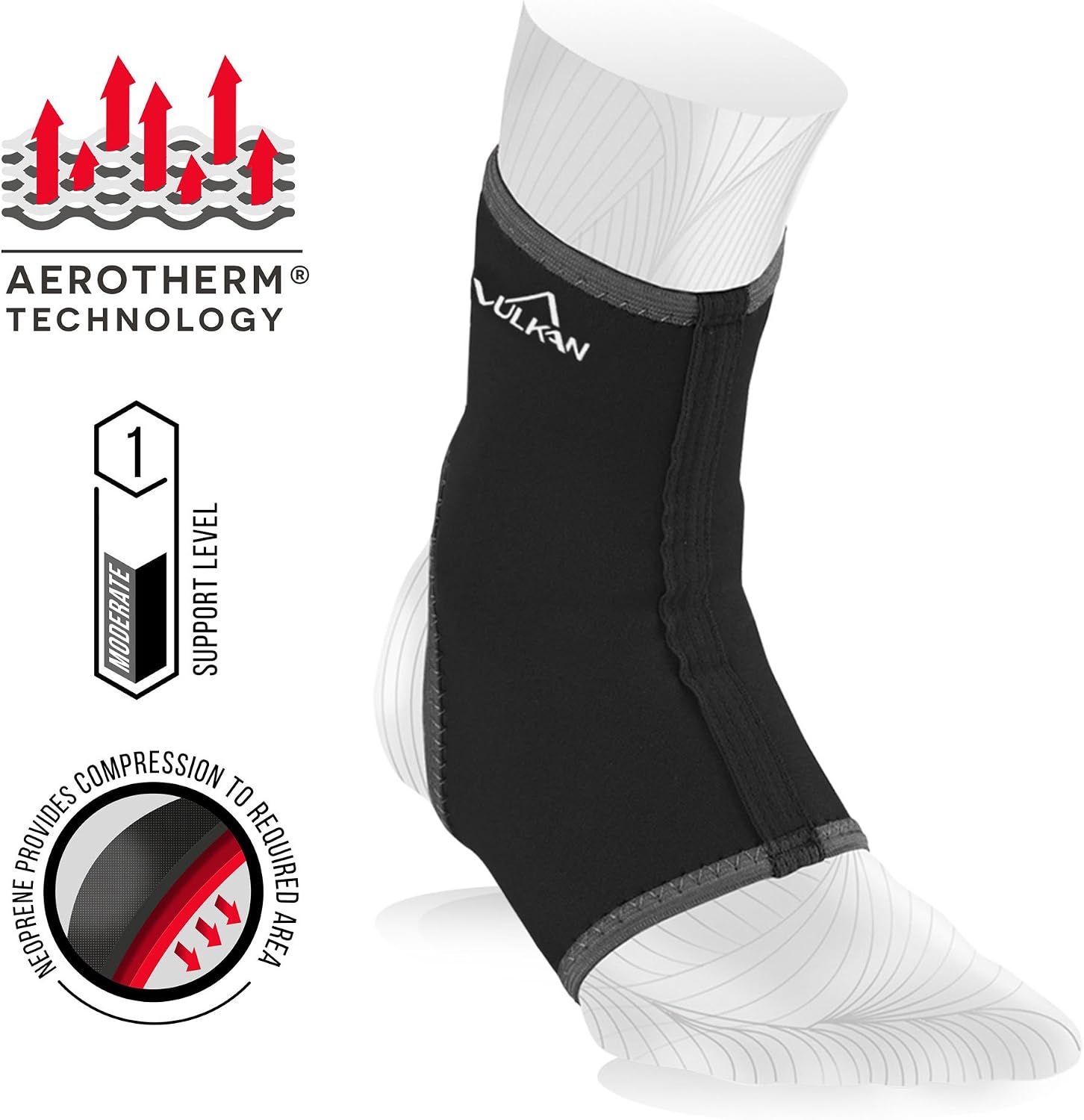 VULKAN Ankle Support, Classic 3004, Medium, Ankle Sleeve, Breathable Compression for Sprains Strains, Arthritis, Sore Joints - Image 4