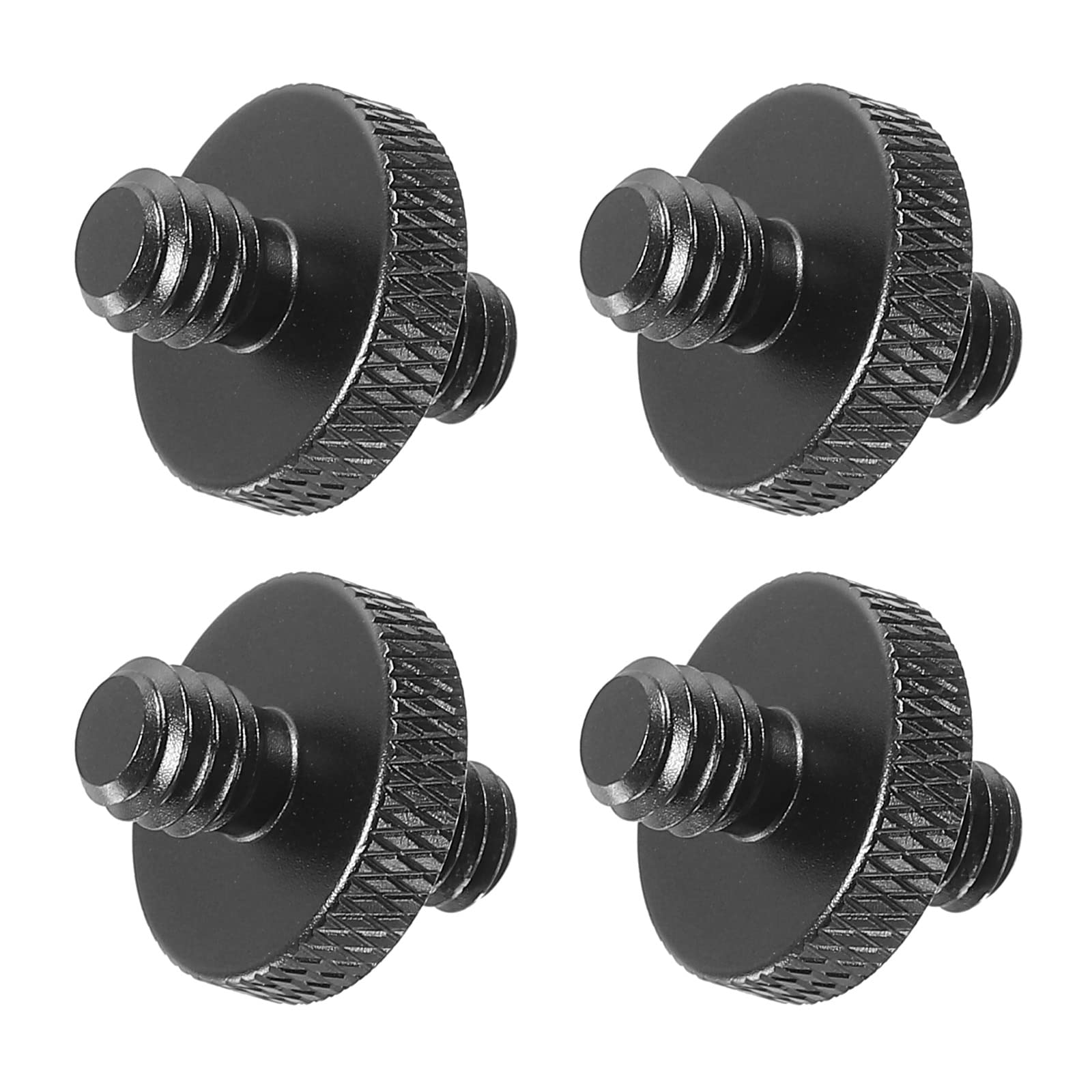 PATIKIL Mic Stand Adapter M6 Male to 1/4 Male Thread Tripod Screw Adapter Double Sides Camera Screw for Microphone Tripod Stand Black 4 Pack