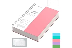 EMSHOI A5 Spiral Notebook Bullet Dotted Journal, Small 5.7" X 8.22", 300 Pages/150 Sheets, 100gsm Dot Grid Paper, Waterproof Hardcover, for Office School Women Men Work Writing Notes-Pink