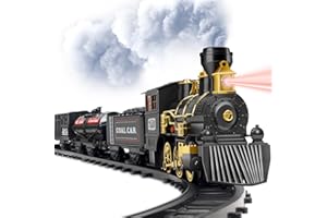 BainGesk Train Set, Christmas Train Set with Steam, Lights and Sounds, Train Sets for Around The Christmas Tree, Electric Train Toys for 3 4 5 6 7 8 Year Old Kids, Gifts for Boys & Girls Christmas