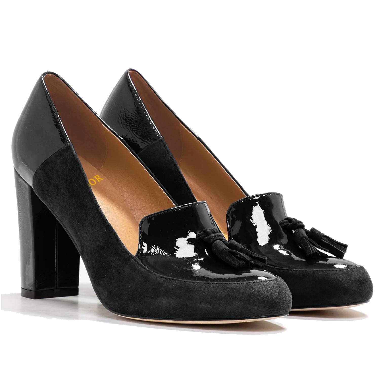 Chunky Heeled Slip-On Loafer Pumps