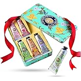 Yoken 20% Shea Butter Hand Cream Gift Set, Instant Soothing Moisturizing Hand Cream for Women Nourishes Dry Hands, 6-Piece Delicate Tin Gift Set Almond, Citrus Verbena & Floral-Scented, 6 x 1 OZ