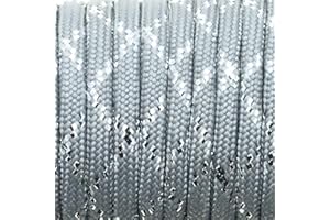 SACOORA 1pcs New Gold Silver Cord 550 Paracord Parachute Cord Lanyard Mil Spec Type III 7 Strand Core 100 FT (PFJ-14)