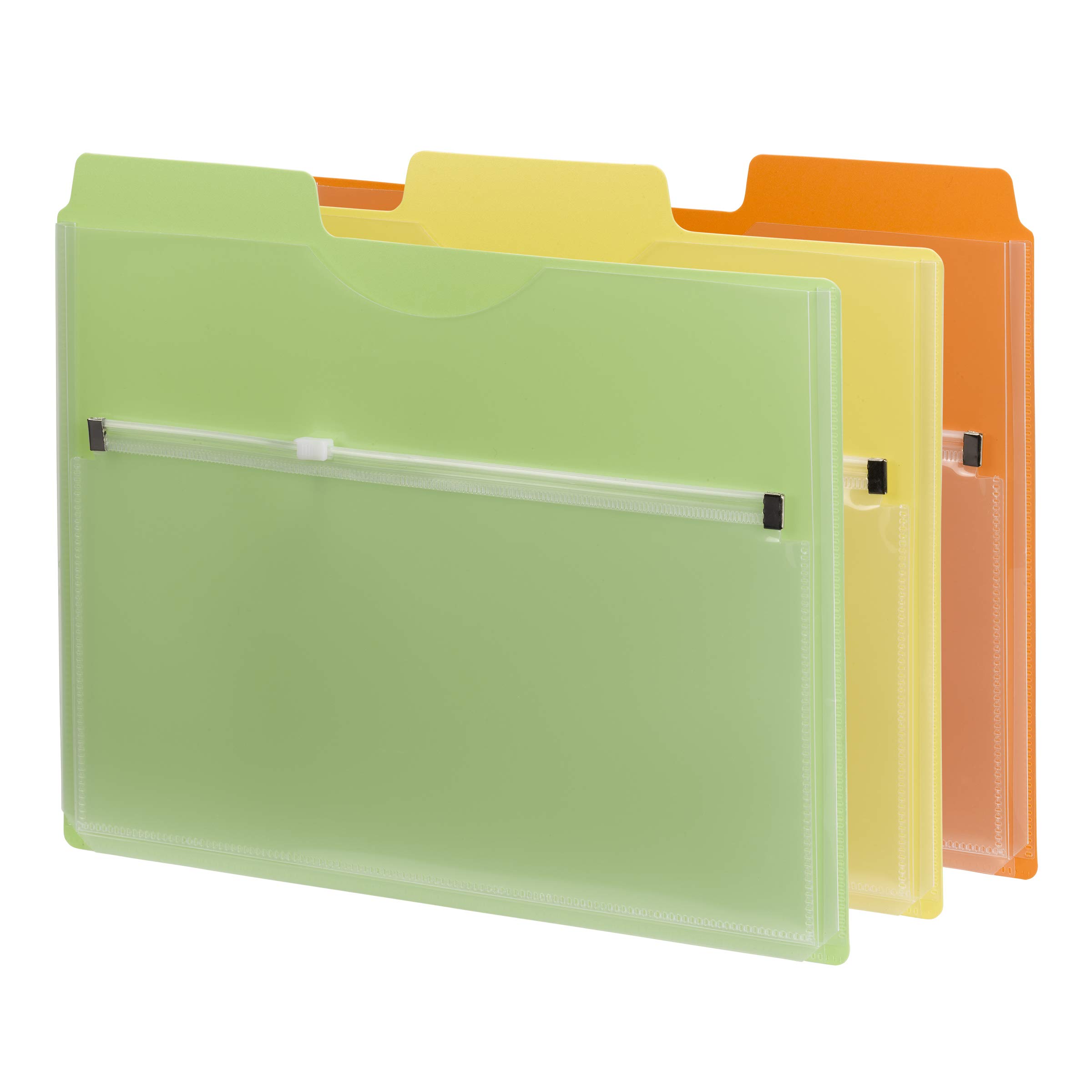 Smead Project Organizer with Zip Pouch, 1/3- Cut Tab, Letter Size, Assorted Colors, 3 per Pack (89618)
