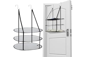 Threehoney 2 Pcs 3 Tier Sweater Drying Rack Flat Over The Door Folding Drying Rack Lay Black Large Laundry Hanging Dryer Mesh Clothes Hanging Fold Flat Dry Hanger for Apartments, Dorms, Bathrooms