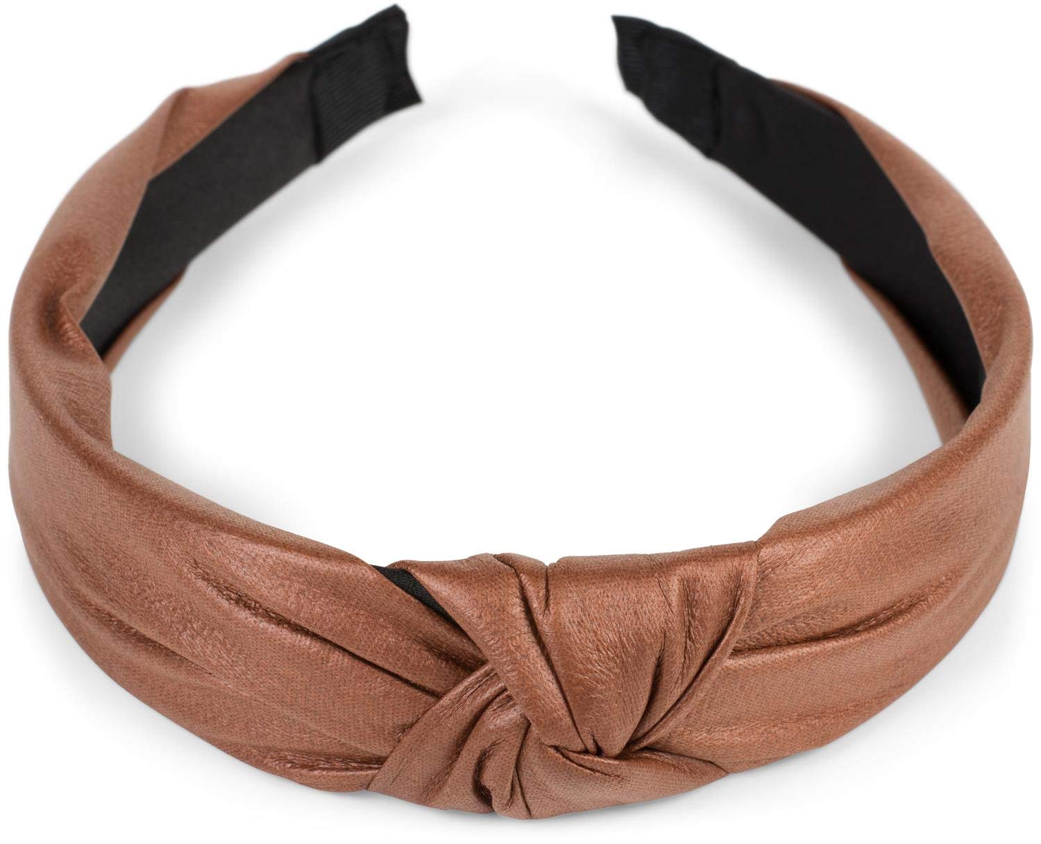 styleBREAKER women hairband iwith knot in faux leather look, retro style hairband, headband 04026046, color:Cognac
