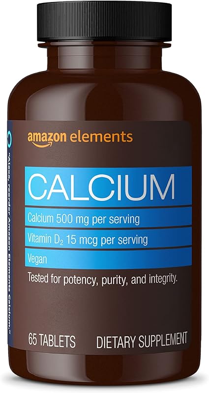 Amazon Com Amazon Elements Calcium Plus Vitamin D Calcium 500mg With D2 600iu Vegan 65 Tablets 2 Month Supply Packaging May Vary Supports Strong Bones And Immune Health Health Personal Care