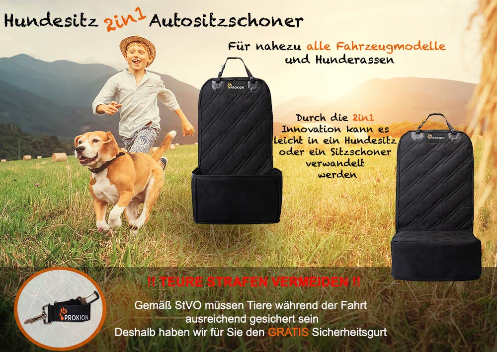 Prokion Universal Hundesitz Auto 2 in 1 Autositzbezug für Hunde Ideal