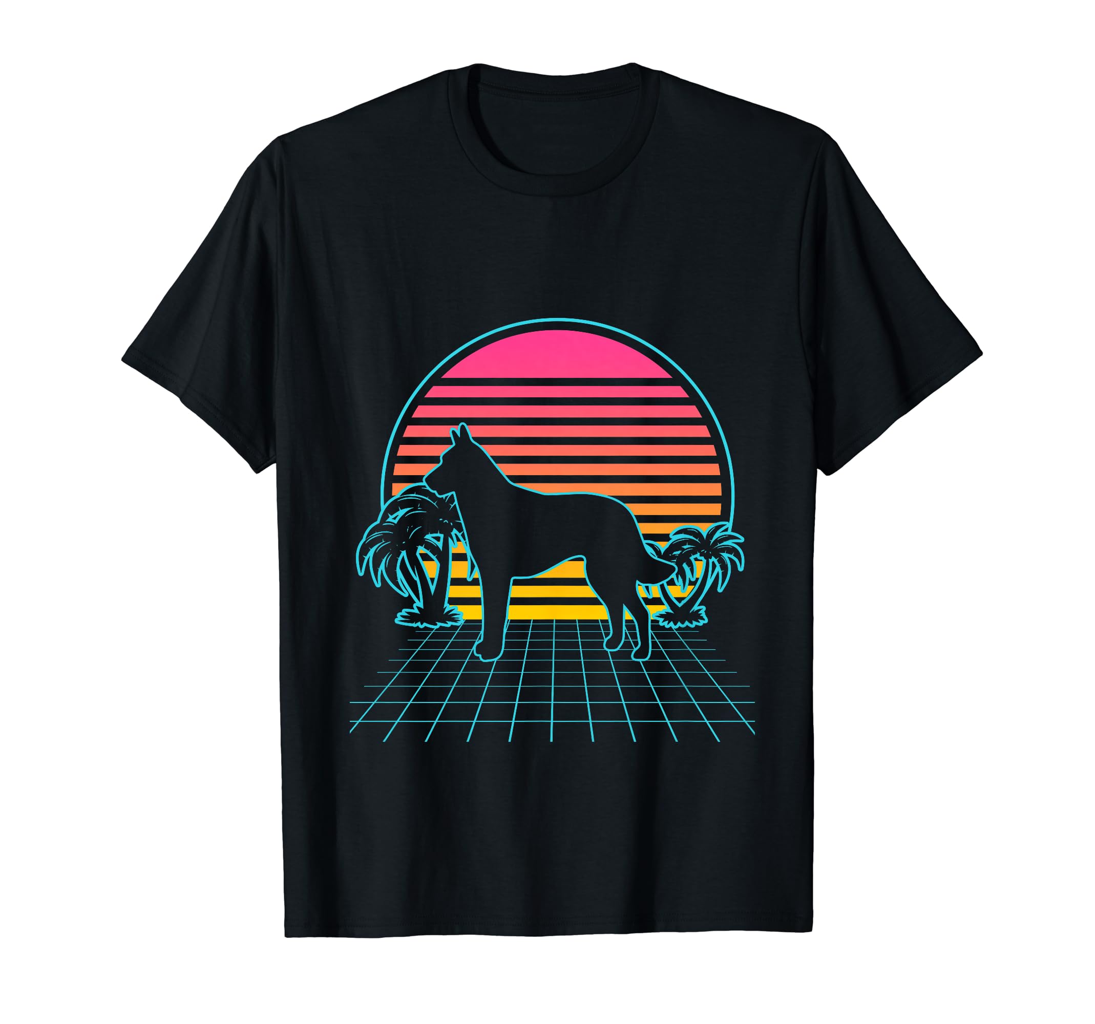Malinois Dog Vintage 80s Vaporwave Aesthetic Dog Lover T-Shirt