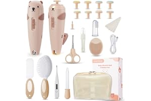Lilian&Gema Baby Healthcare and Grooming Kit, 28-in-1 Rechargeable Nail Trimmer Electric Set, Dual Auto Light Baby Nail Care Kit, Portable Newborn Nursery Health Care Set for Infant Toddlers Boy Girl