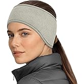 Sukeen Ear Warmers for Women, Soft Warm Double-Layer Winter Headbands for Women, Ponytail Non-Slip Ear Warmer Headband for Cold Weather Running Cycling Hiking Skiing, Gray