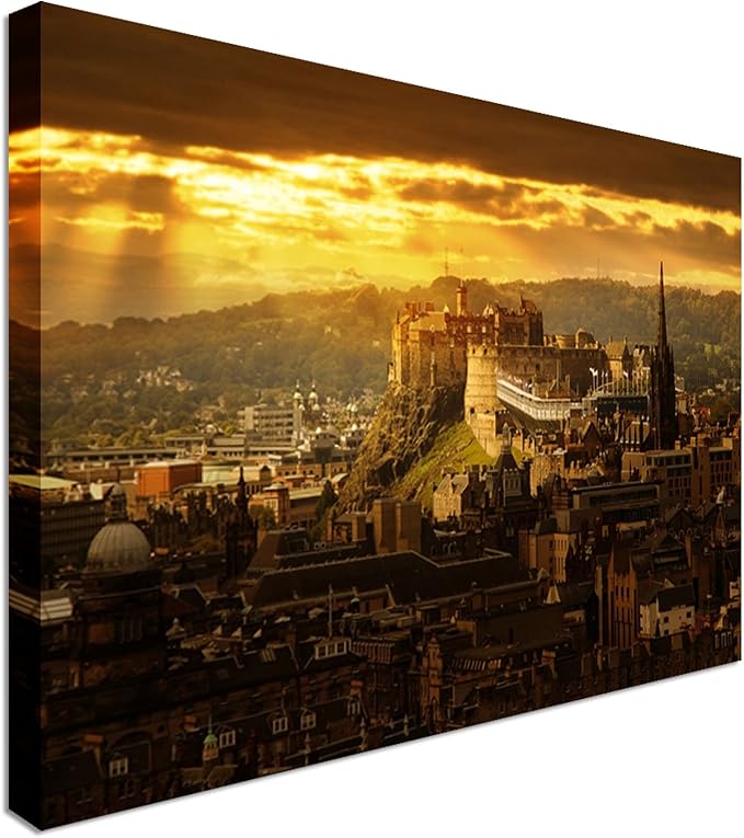 Edinburgh Castle sunset 40x30 Canvas Wall Art Print, classic style