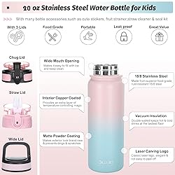 Oldley Insulated Water Bottle with Straw 20oz