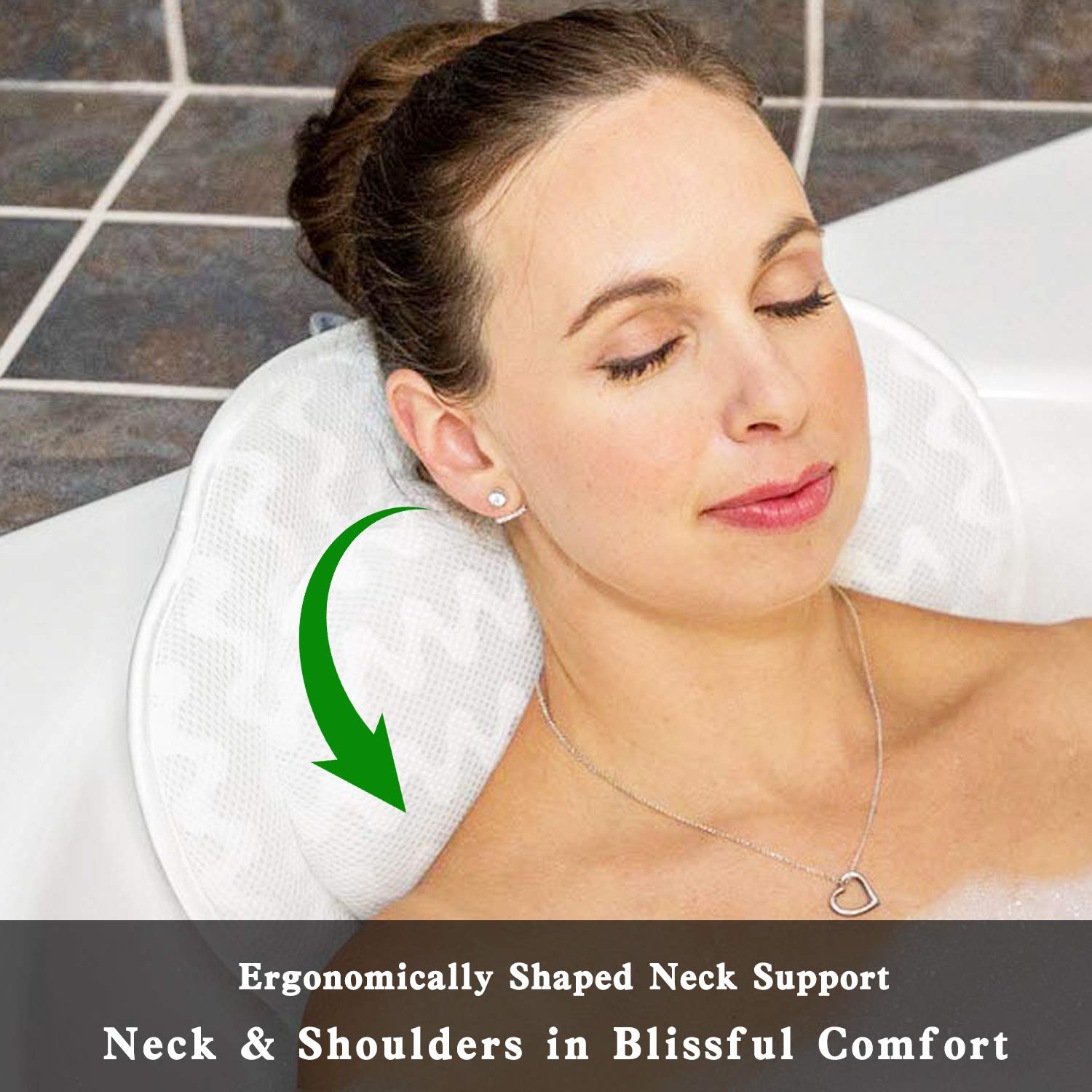 Moyeno Bath Pillow for Bathtub, Luxury Bathtub Pillow For Women Men, Bath Tub Pillow for Back And Head, Ergonomic Comfort Spa Pillow for Straight Back Tub And Neck Head Shoulder Back Support - White : Beauty