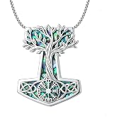 Mjolnir Necklace 925 Sterling Silver Thors Hammer Pendant Necklace Nordic Viking Jewelry Gift for Men Women