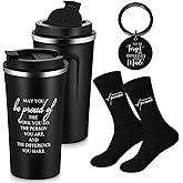 Roshtia 3 Sets Thank You Gift for Men Employee Appreciation Gift Set for Male Teacher Coworker Staff Volunteer 17 oz Stainless Steel Tumbler Socks Inspirational Keychain(Black)
