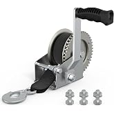 WINSBULL Boat Trailer Winch for Trailers, 1600 LB Hand Manual Winch | 1600 LB, 26FT Strap, Stainless Steel Bolts &amp; Nuts