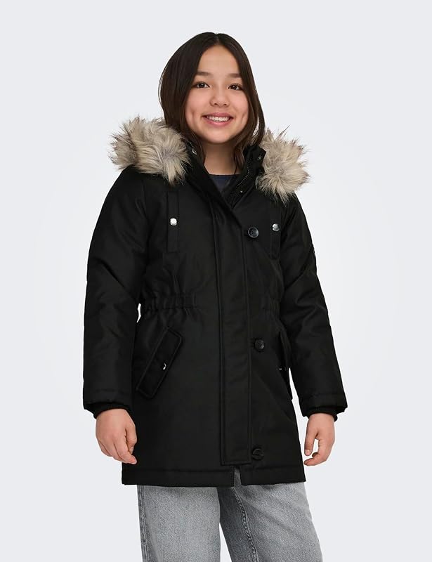 KIDS ONLY Kogiris - Parka Otw Noos Giacca, Bambine e ragazze, Nero (Black/Fur Light Grey), 134