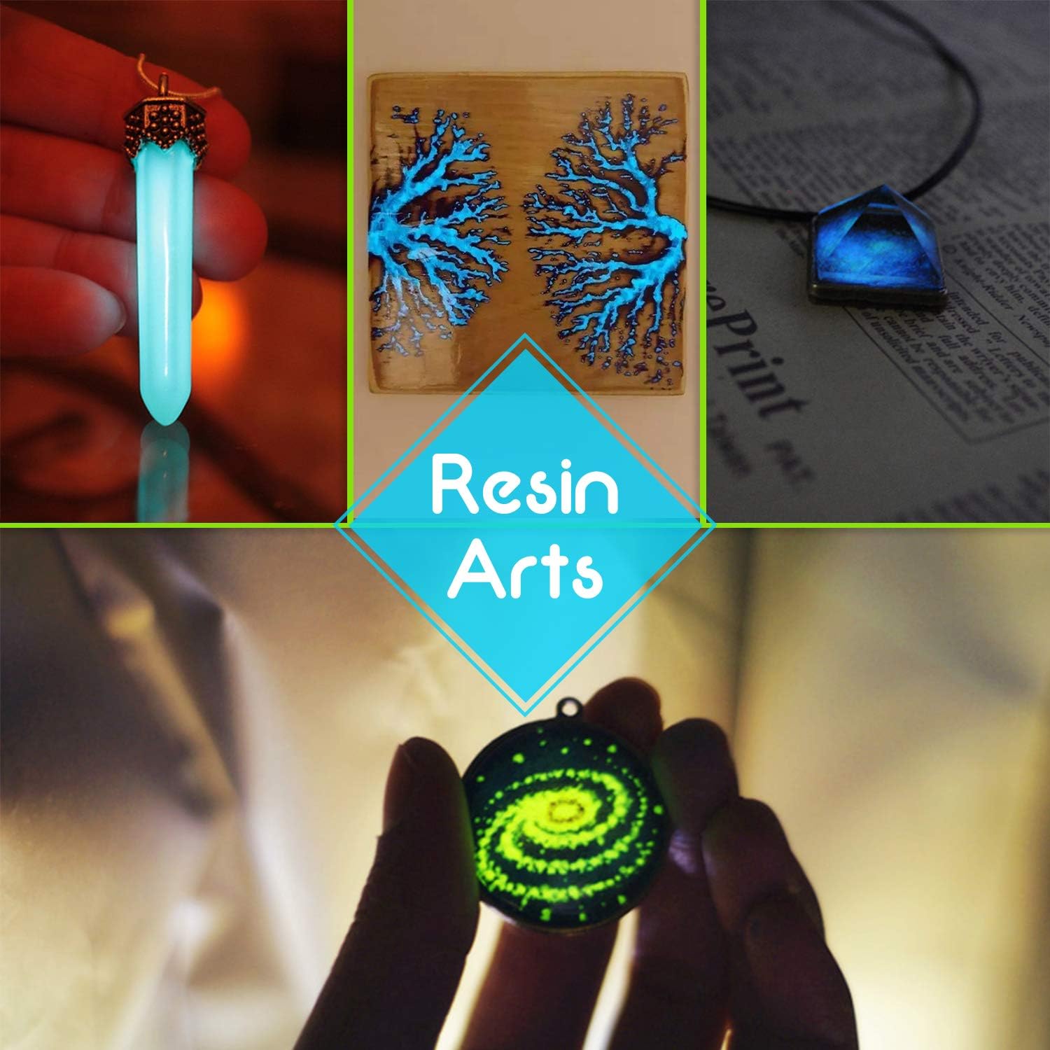 Glow in The Dark Pigment Powder, Epoxy Resin Colour Pigment Dyes for DIY Slime Colouring Kit - Image 4