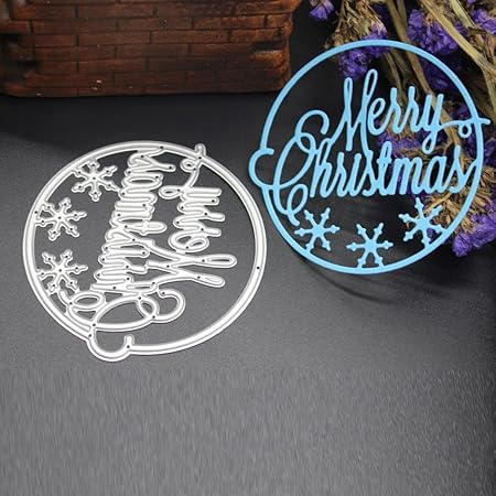 Biglietti Di Natale Modelli.Gemini Mall Fustelle Stencil Per Album Di Ritagli Fai Da Te Decorazione Di Biglietti Di Natale Modelli Con Goffratura Round Merry Christmas Amazon It Casa E Cucina
