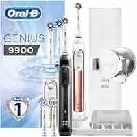 Oral B Genius 9900 Set Of 2 Electric Toothbrushes Rechargeable 2 Handles Rose Gold And Black 6 Modes With Whitening And Sensitive Pressure Sensor 4 Toothbrush Heads Travel Case 2 Pin Uk Plug