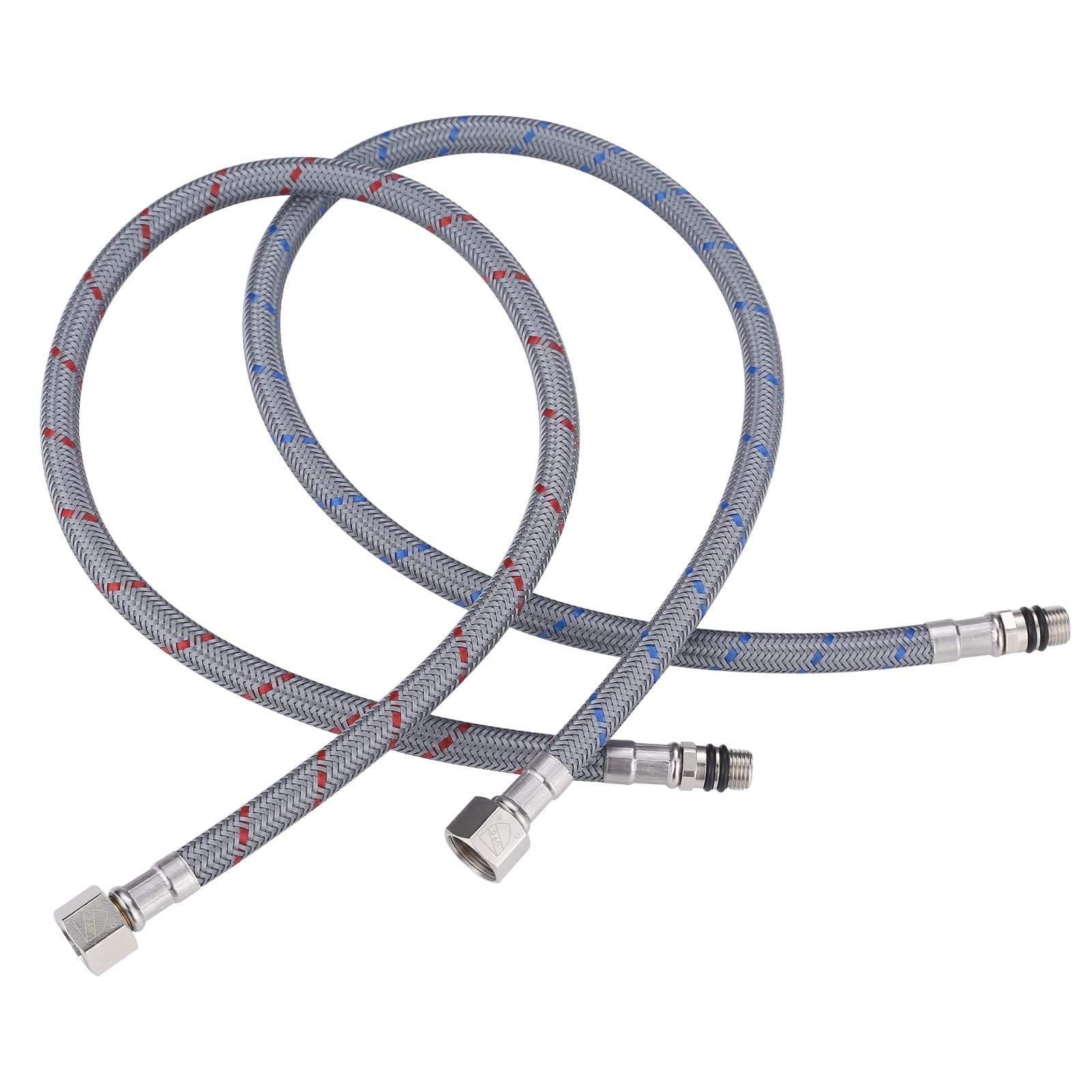Photo 1 of WOWOW 20" Length Faucet Supply Line, Bathroom Kitchen Faucet Lines Braided Nylon Sink Hose,cUPC Faucet Supply Lines 3/8" Female Compression Thread × M10 Male Connector 2Pcs (1 Pair)