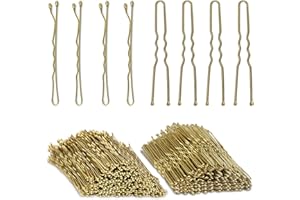 AITRAI 200PCS Blonde Hair Pins, Includes 100pcs Gold Bobby Pins and 100pcs U-shaped Hair Pins for Bun, 2.4 Inch