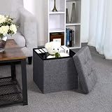 Dripex Folding Linen Storage Ottoman Dark Gray 38cm 40L Capacity view 7
