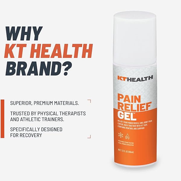 KT TAPE HEALTH, PAIN RELIEF GEL, TIME-RELEASED TOPICAL RELIEF FROM BACK PAIN, SCIATICA AND ARTHRITIS, 3.0 OZ ROLL-ON