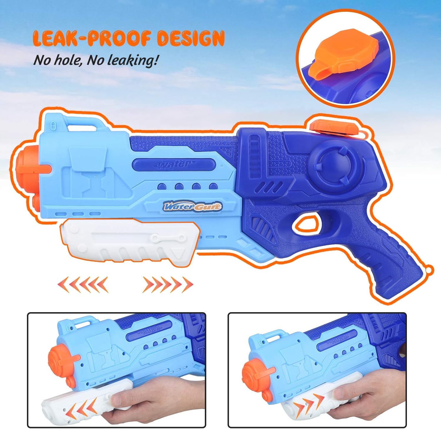 Water Gun 2 Pack Water Guns for Kids Adults 900CC , Squirt Guns Water Blaster Long Range Toy Gun Gifts for Boys Girls, Summer Swimming Pool Beach Sand Outdoor Toys: Toys & Games