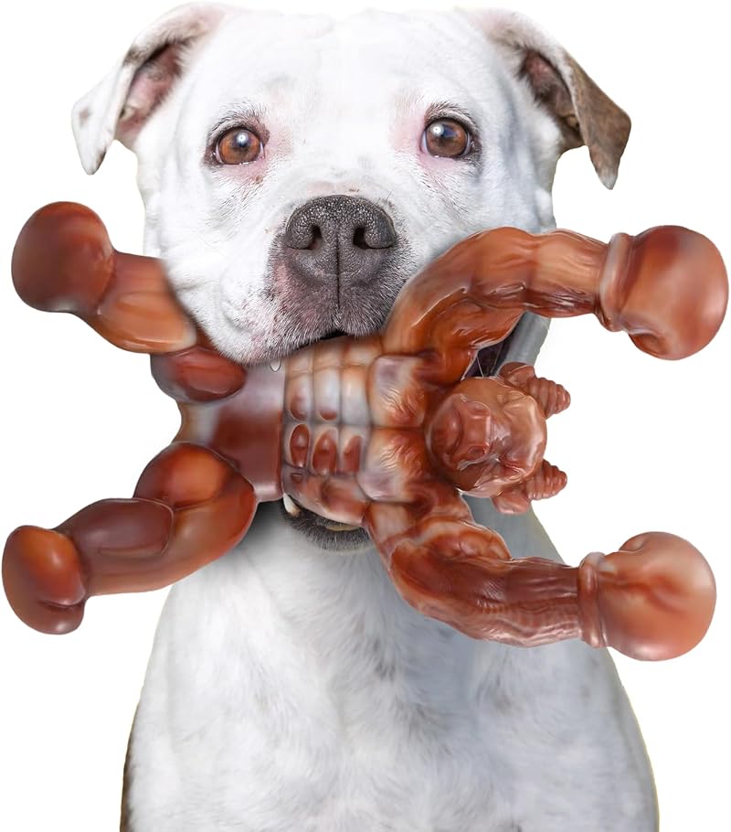 Zinbo Indestructible Nylon Dog Toy Bone for Aggressive Chewers, Real Bacon