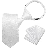 DiBanGu Boys Adjustable Tie and Pocket Square Pre-tied Zipper Necktie for Kids Wedding Party Graduation School Uniforms